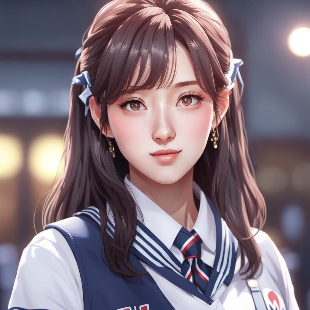 Mina Myoi in Korean School Uniform: 3D Anime Art