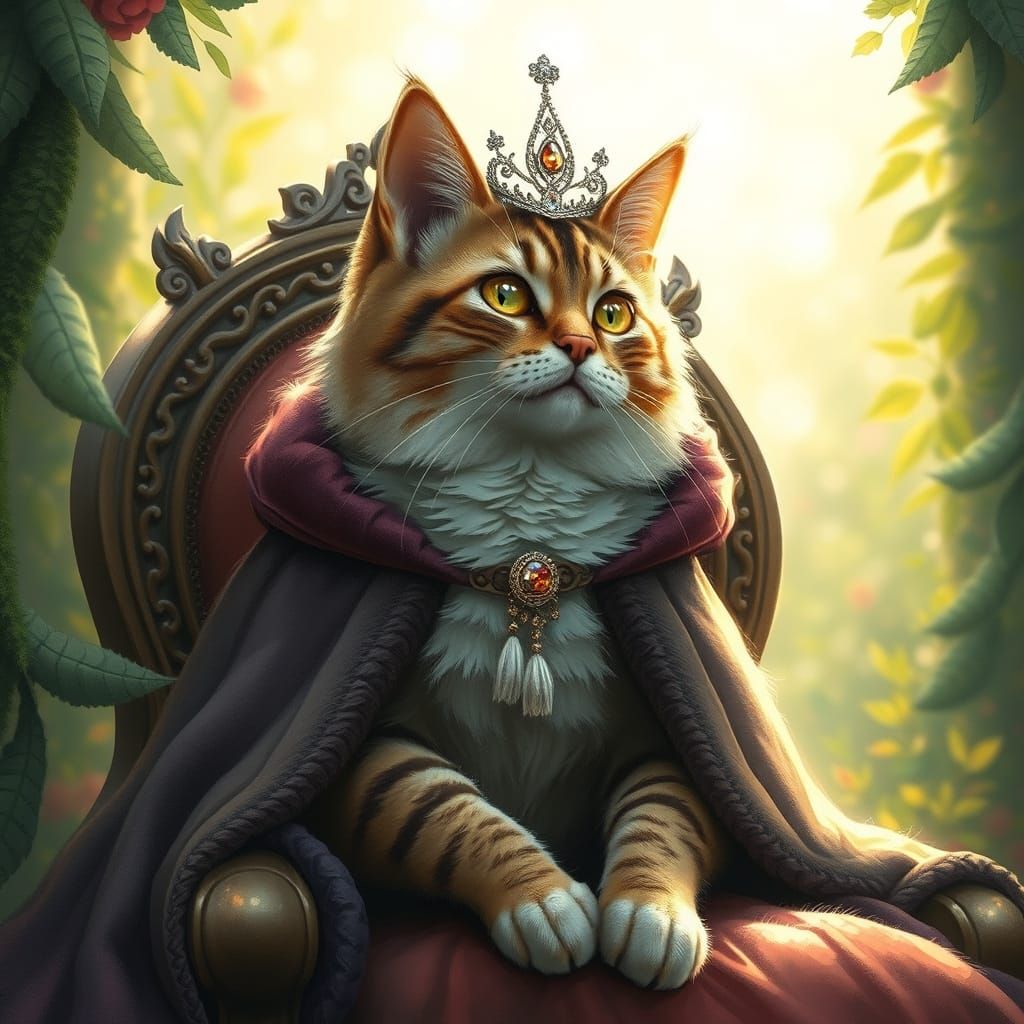 Regal Feline Princess in Whimsical Wonderland