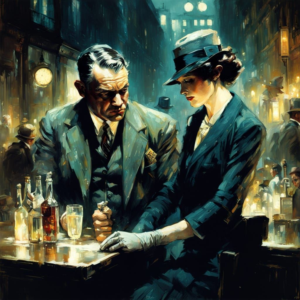 Gritty 1920s Speakeasy Scene in Dramatic Lighting