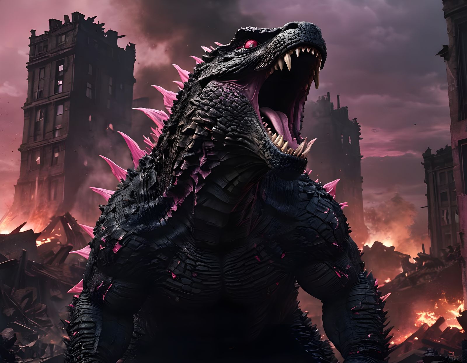 Godzilla in Rage Mode with Pink Energy