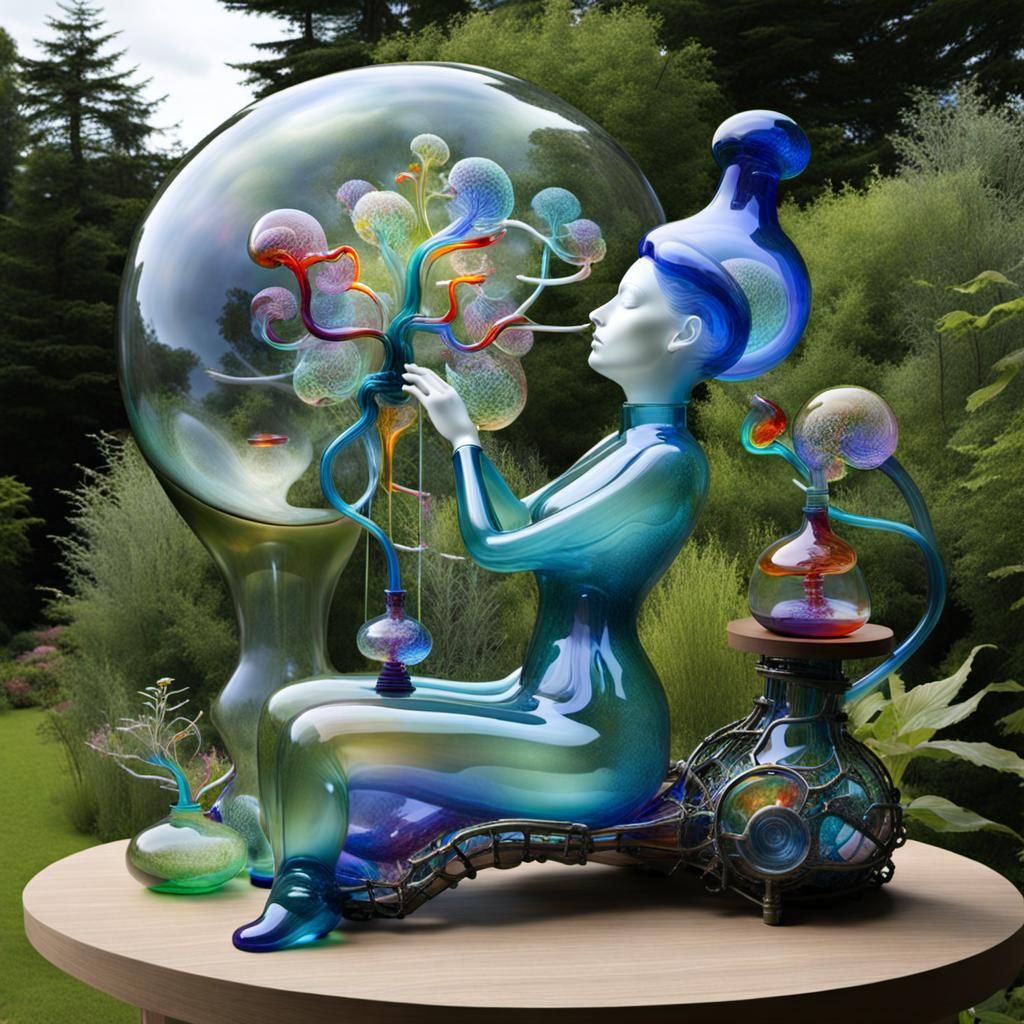 Dreaming Machine Collecting Colorful Glass Dreams