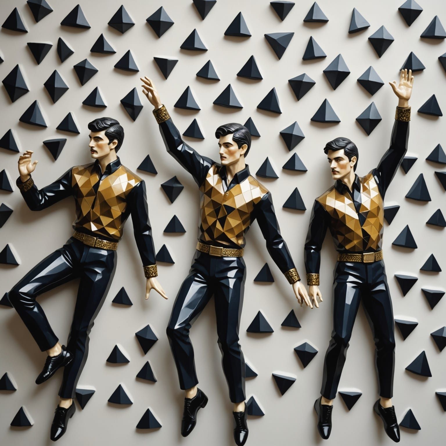 Porcelain Dancers: Gouache Painting on Wall