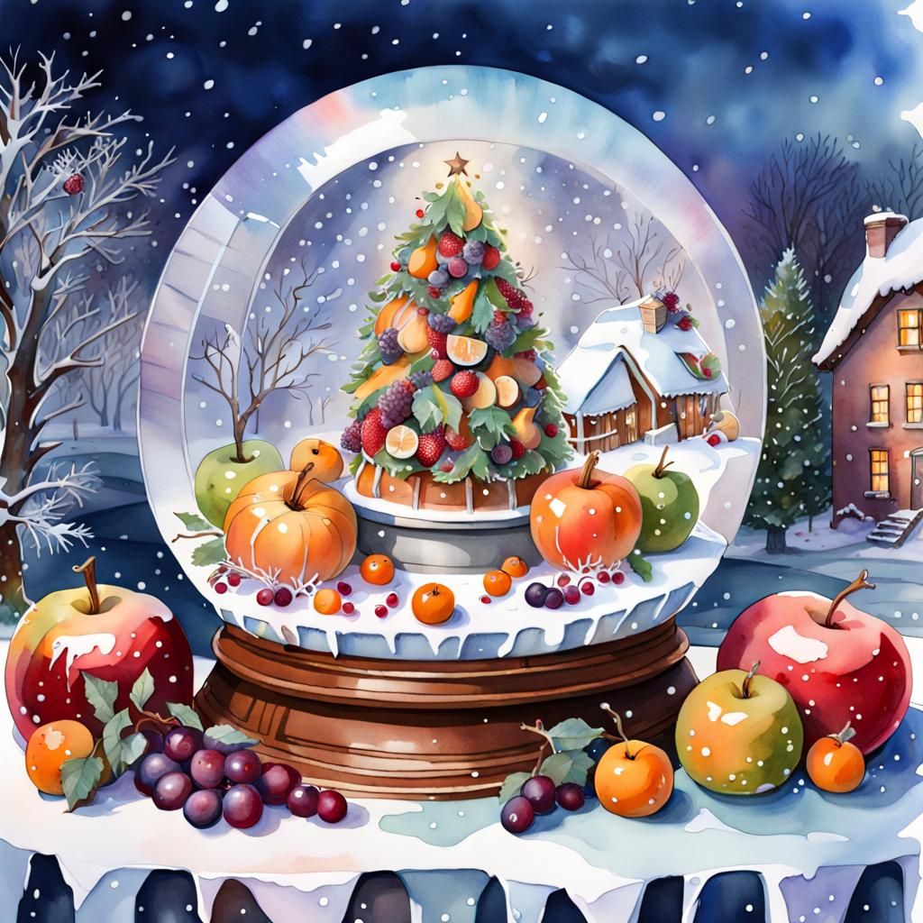 Festive Dining Table Inside Glittering Snowglobe