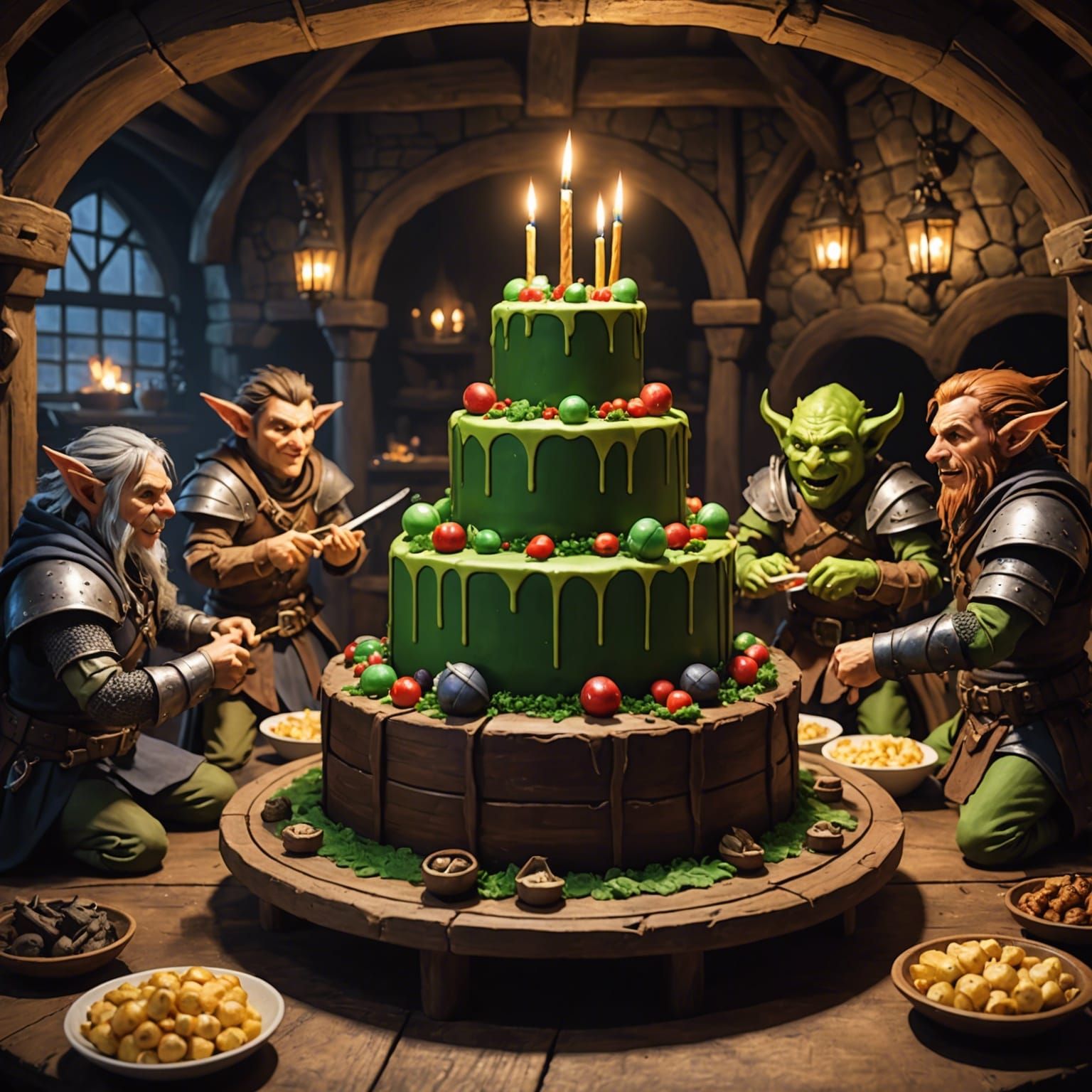 Dungeons and Dragons Birthday Cake with Dancing Goblins