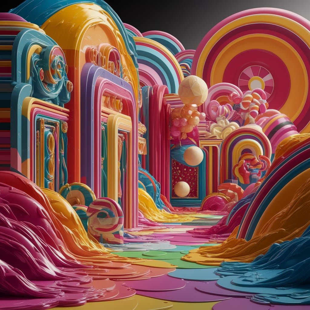 Vibrant Cubist Painting with Art Deco Geometry