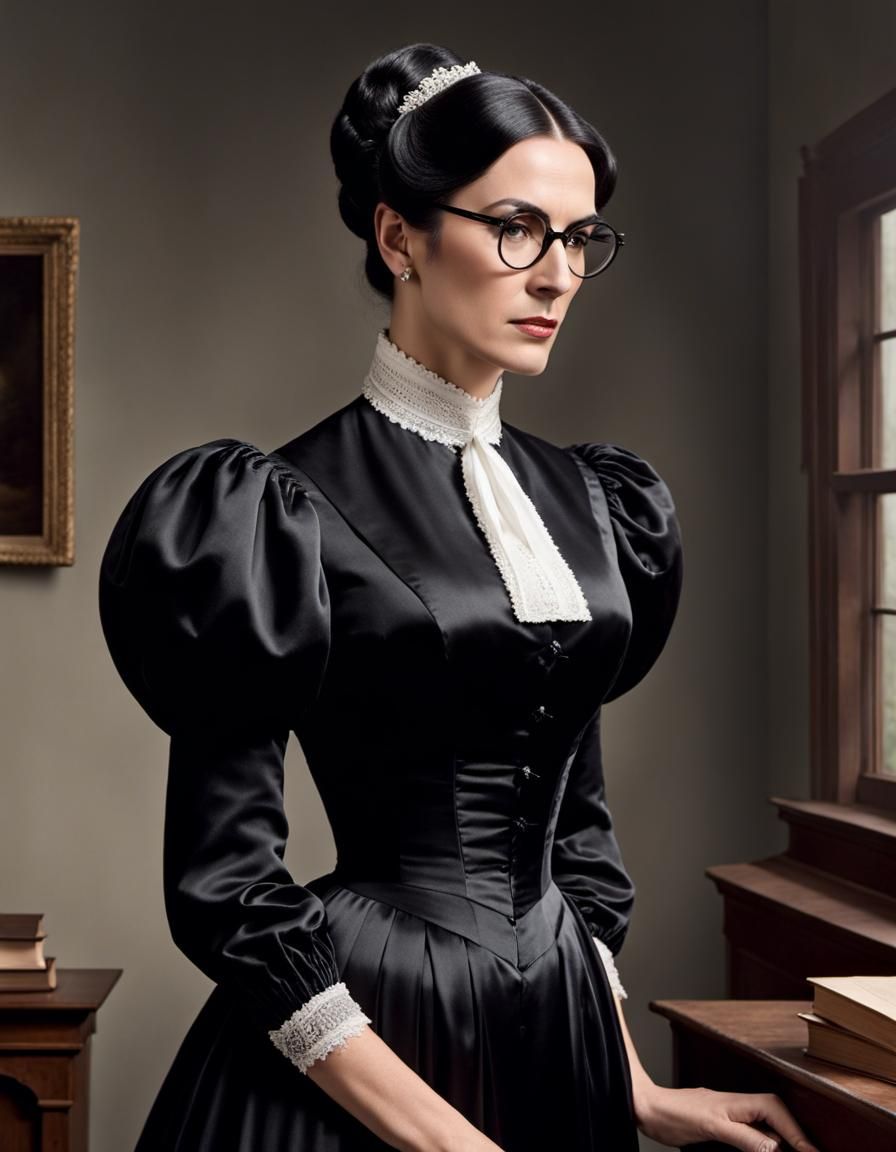 1890s Schoolteacher in Black Dress Portrait