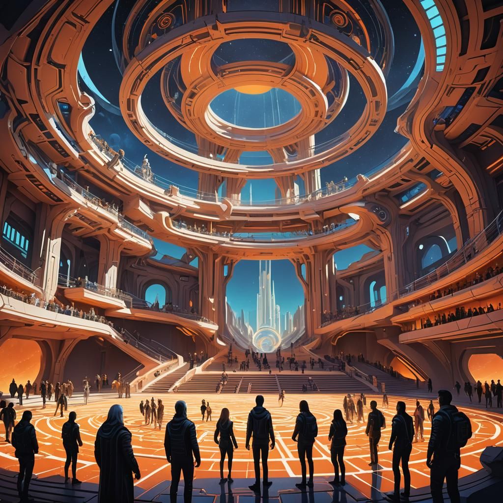 Futuristic Reunion in a Celestial Amphitheater