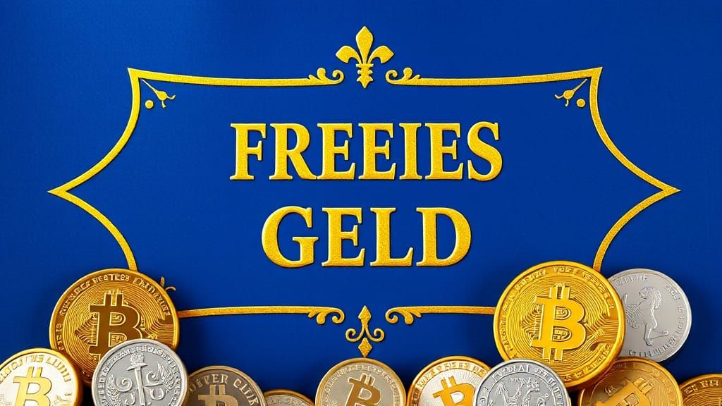 Blue Sign with Golden Text and Currency