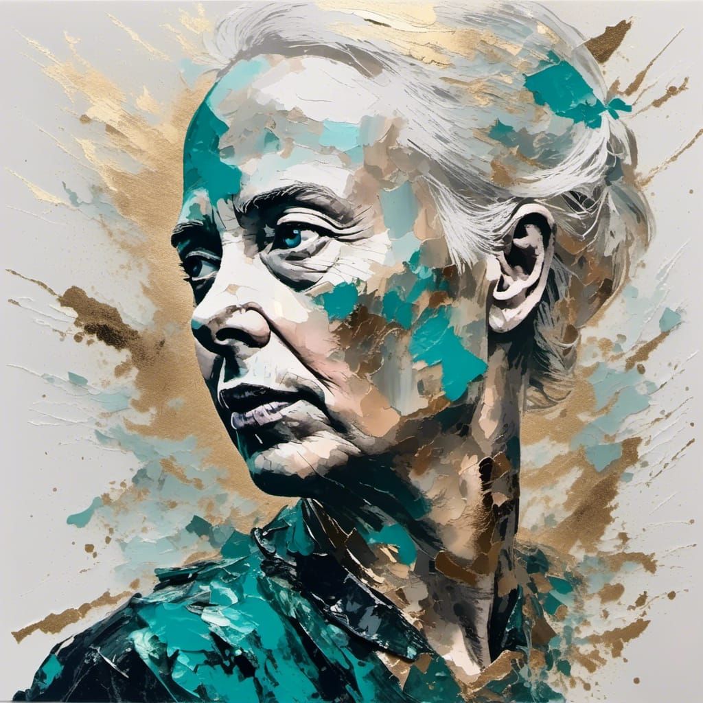 Blond Lecturer in Abstract Cubist Style