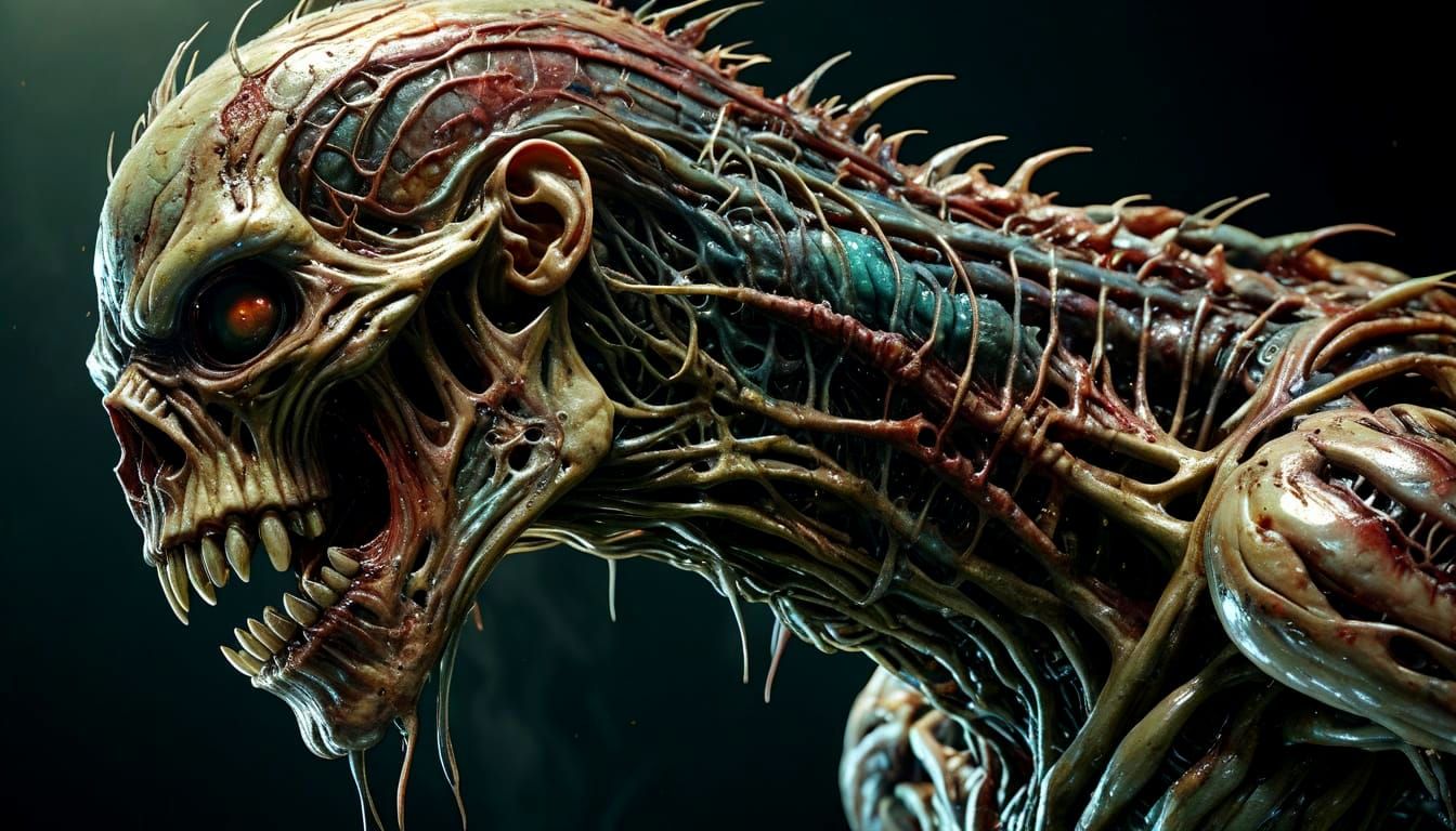 Glitchy Cronenberg Body Horror with Vintage Aesthetic