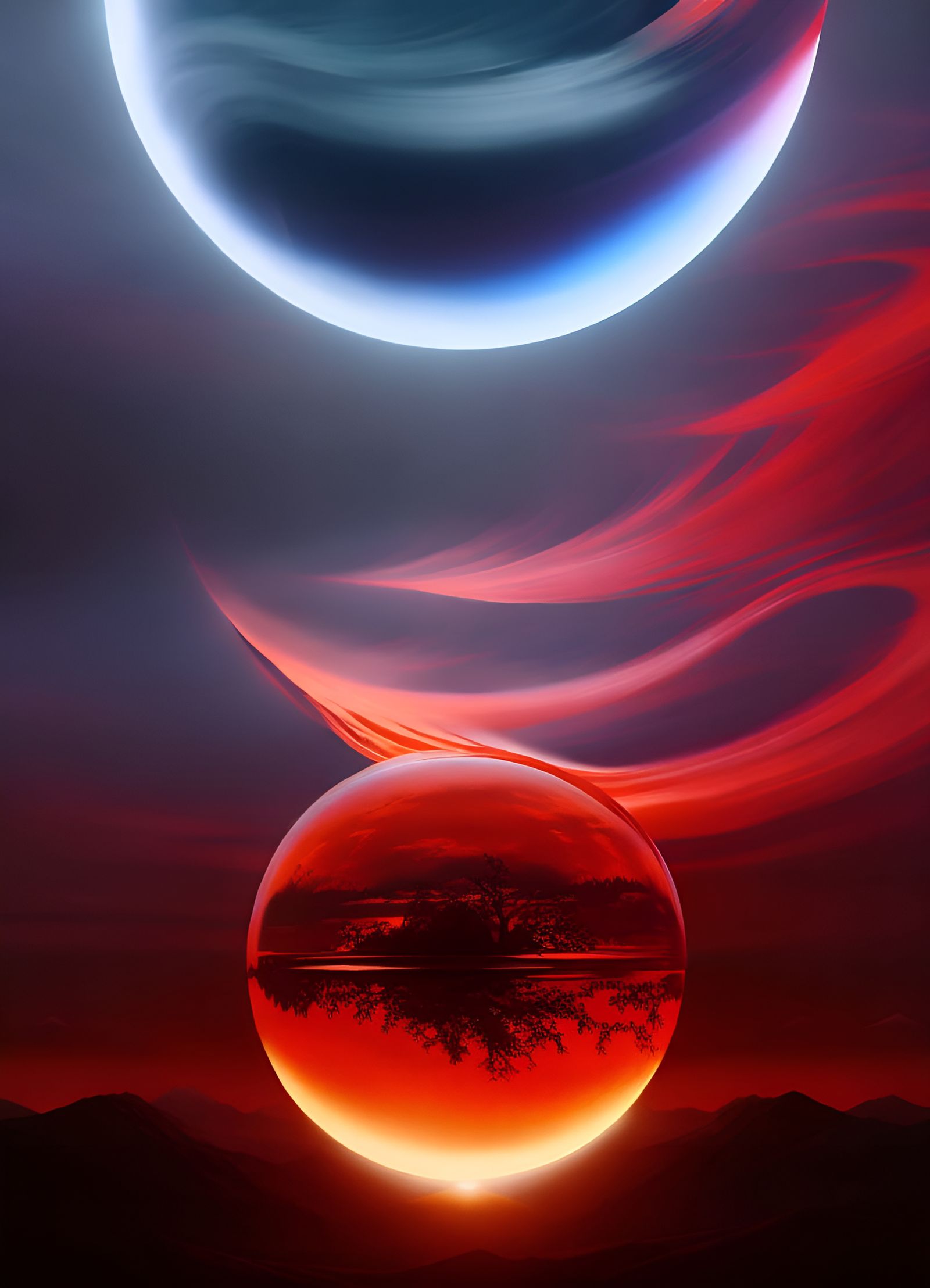 Icy Flaming Eye Fantasy Art Portrait