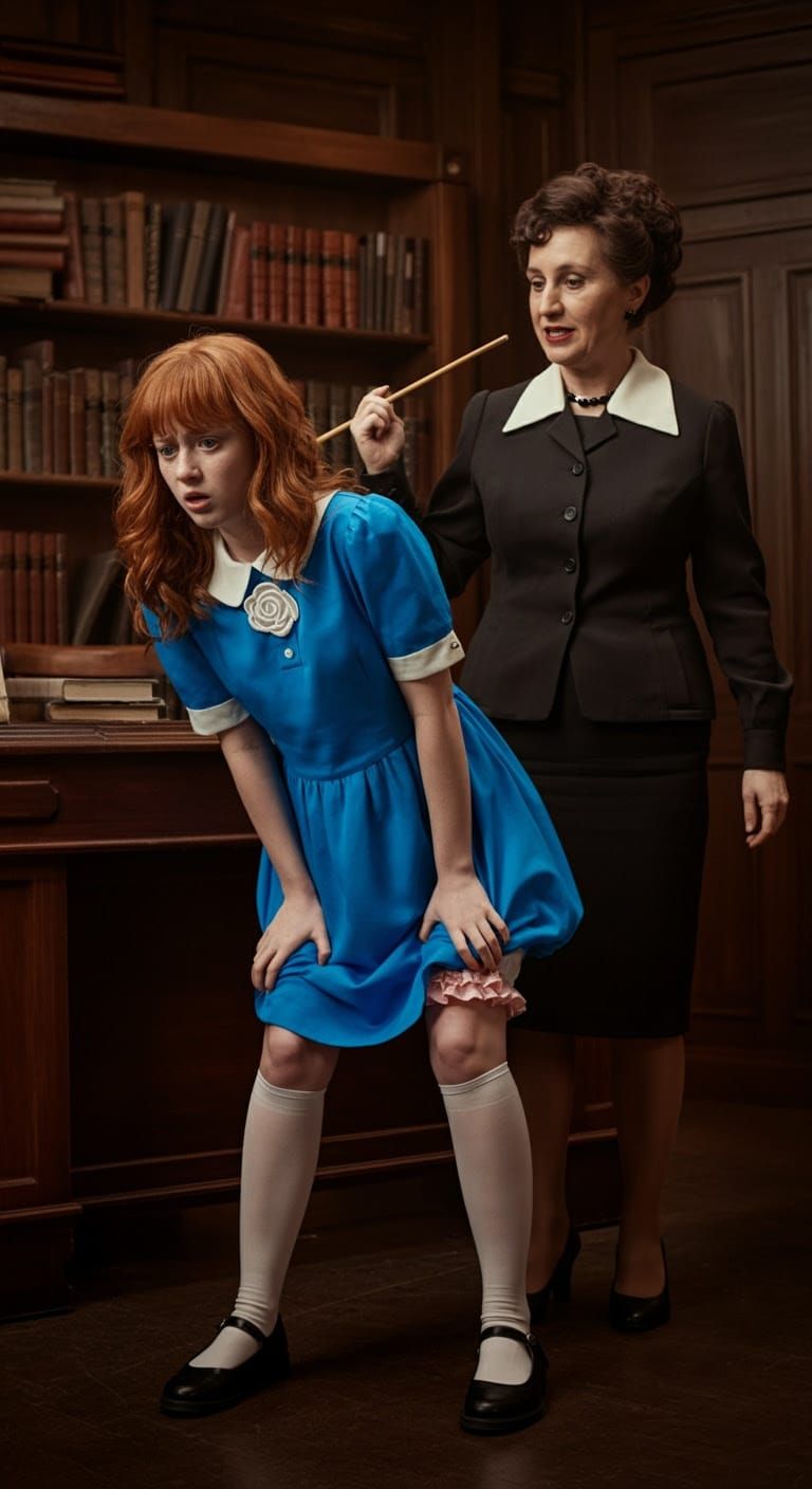 Photorealistic School Headmistress Confrontation in Retro 19...