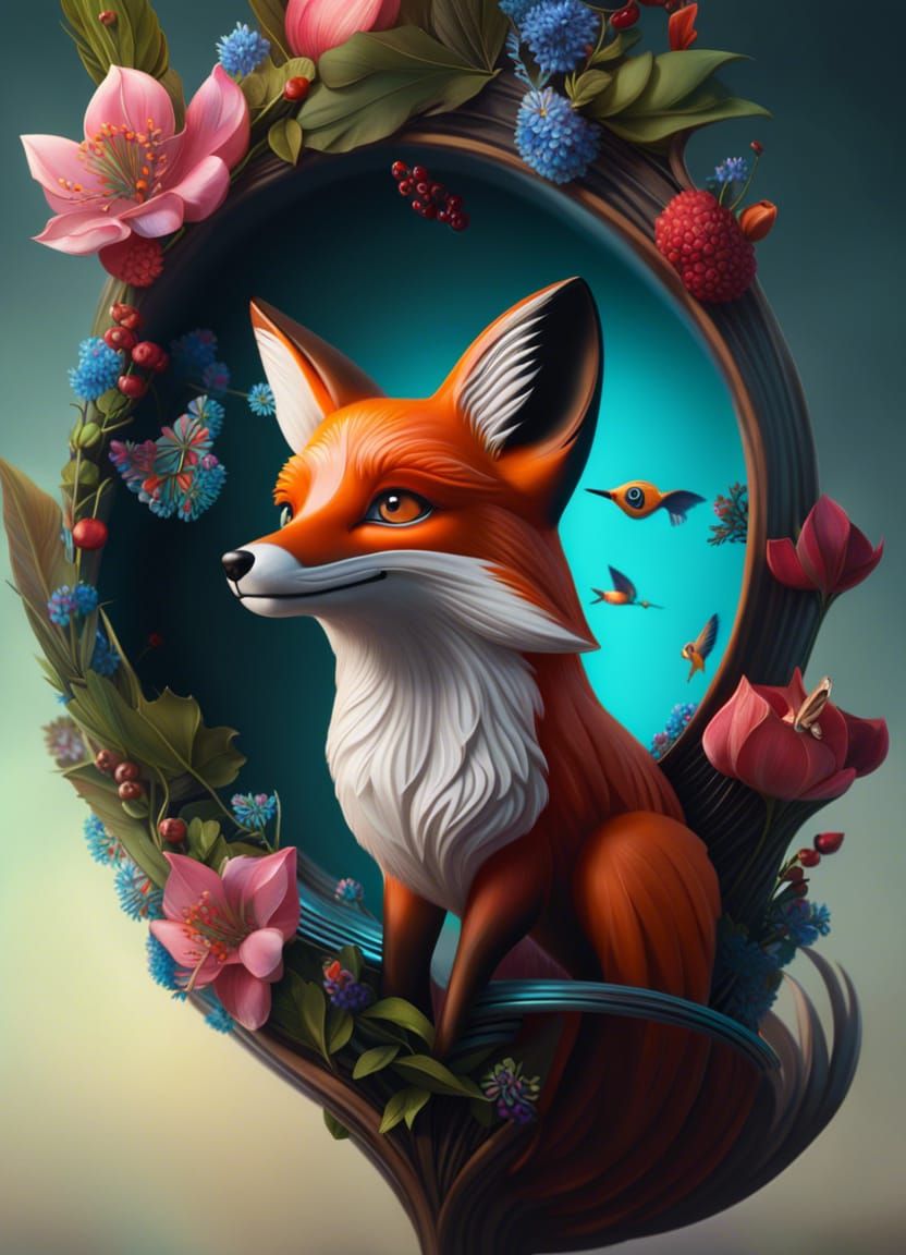Fox and Hummingbird Hybrid in Hyperrealistic Style