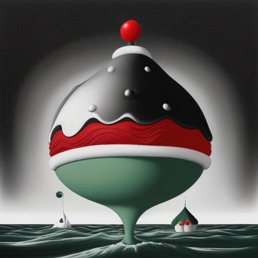 Surreal Christmas Pudding in Pop Surrealist Style