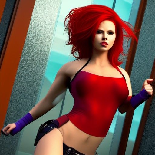 Marvel-Style Red-Haired Superhero in 3D
