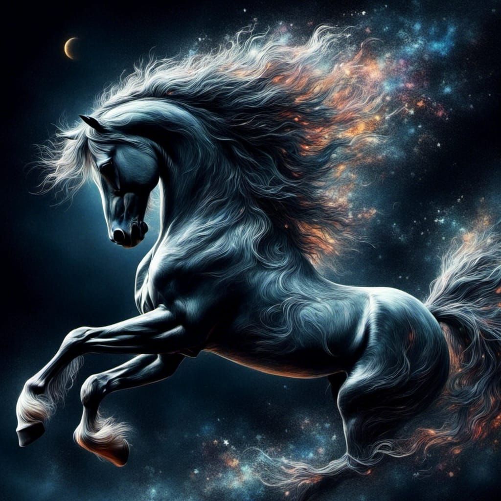 Wild Horse Silhouette at Midnight