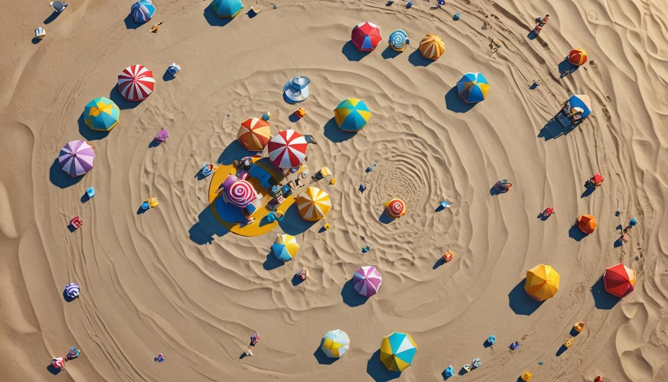 Sunny Beach Scene in Pixar Style