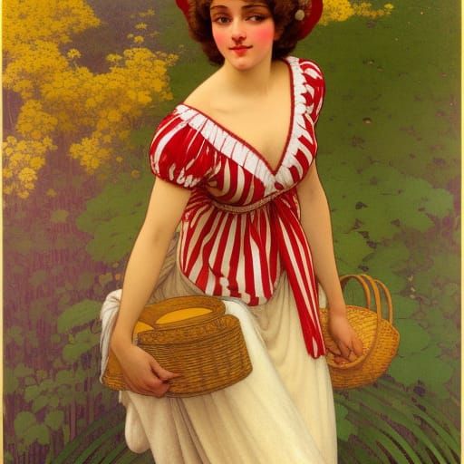 Candy Striper Portrait in Oil Paint Style