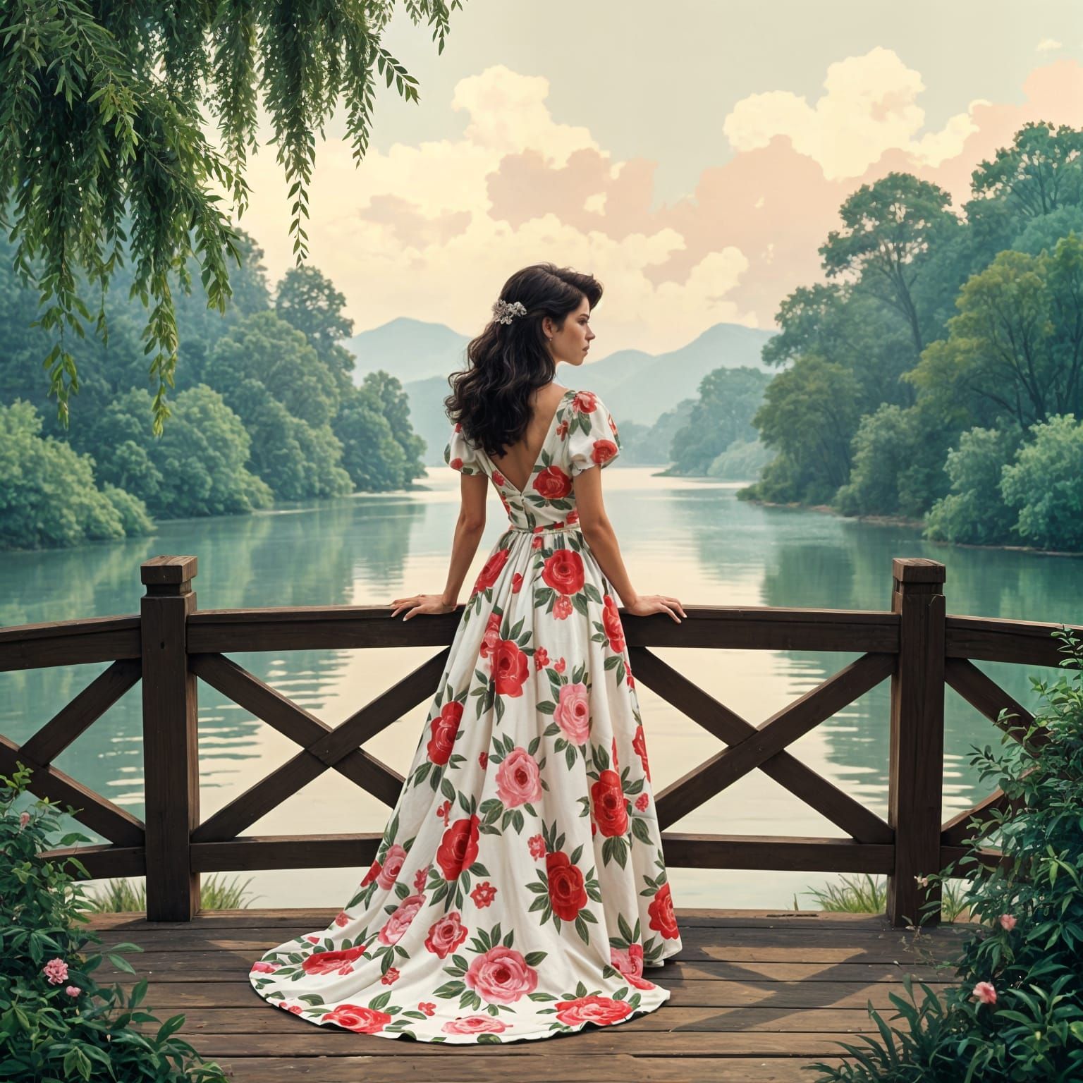 Nostalgic Southern Scene in Pre-Raphaelite Style