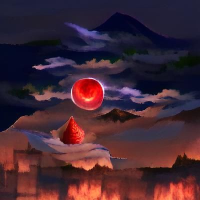 Eerie Blood Moon Rising in the Night Sky