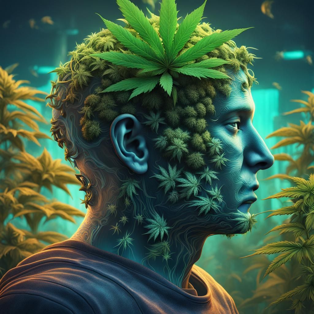 Marijuana Plant Growing Inside Human Head