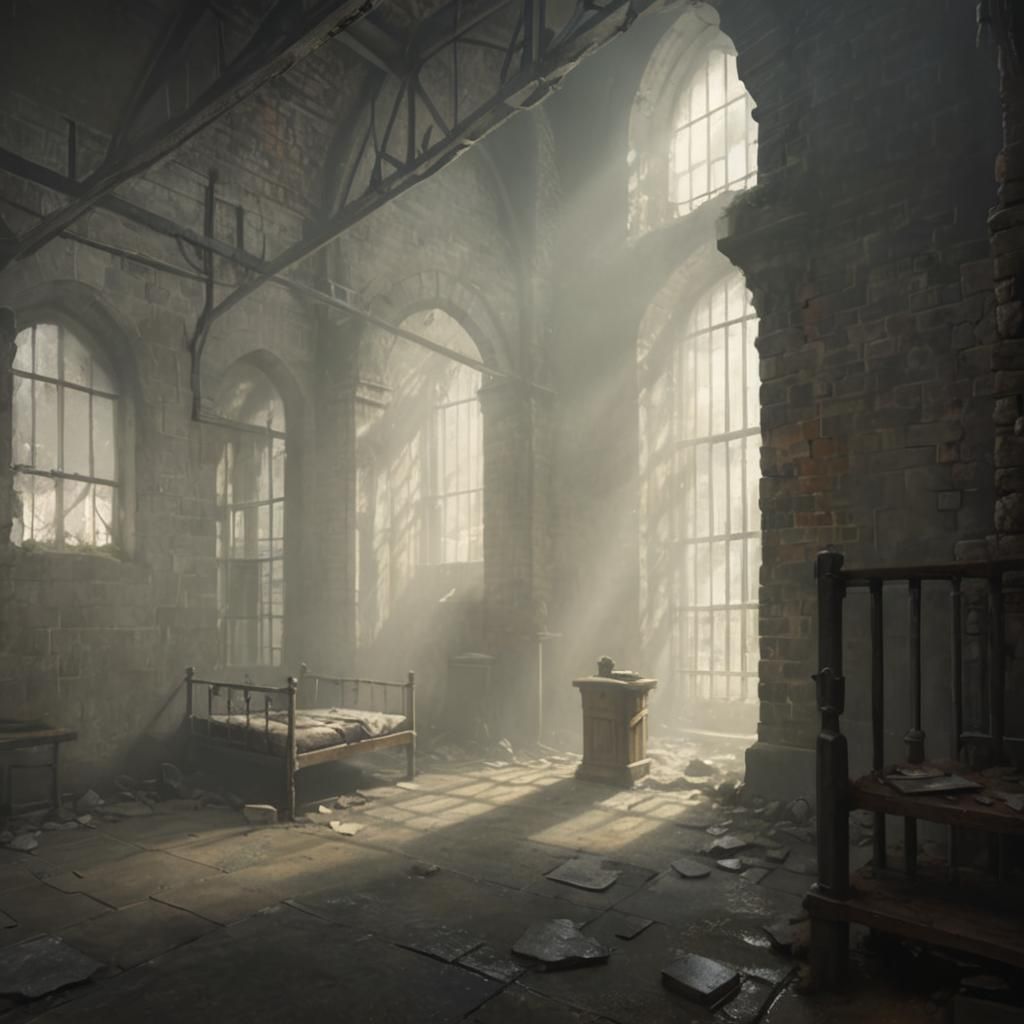 Abandoned Victorian Prison Interior in a Hyperdetailed Style