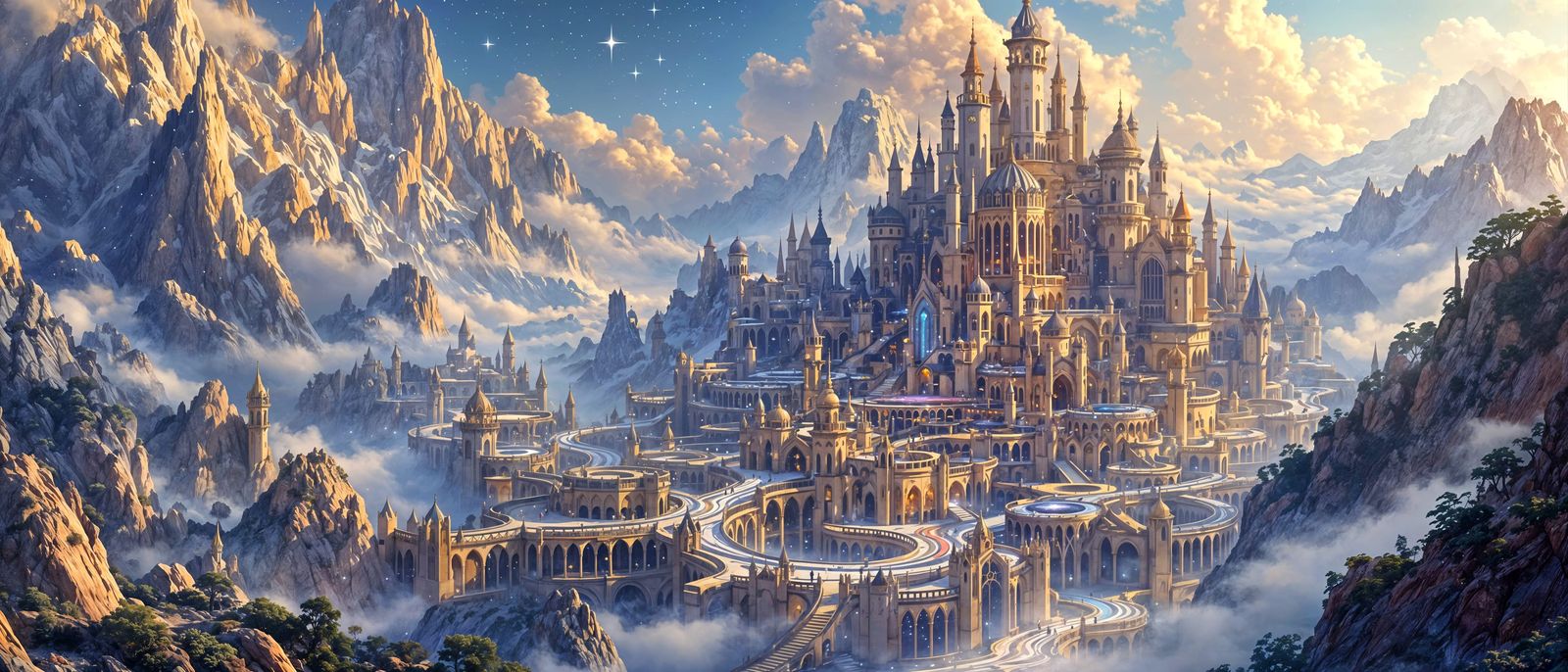 Ethereal Elven Metropolis in Cosmic Style