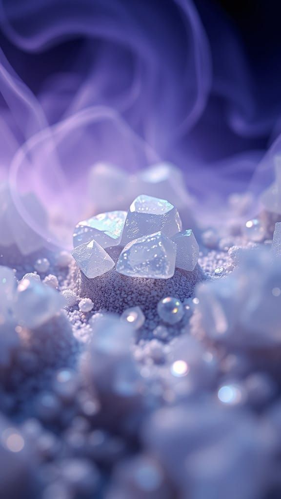 Iridescent Moon Stones and Lunar Dust in Ethereal Aura