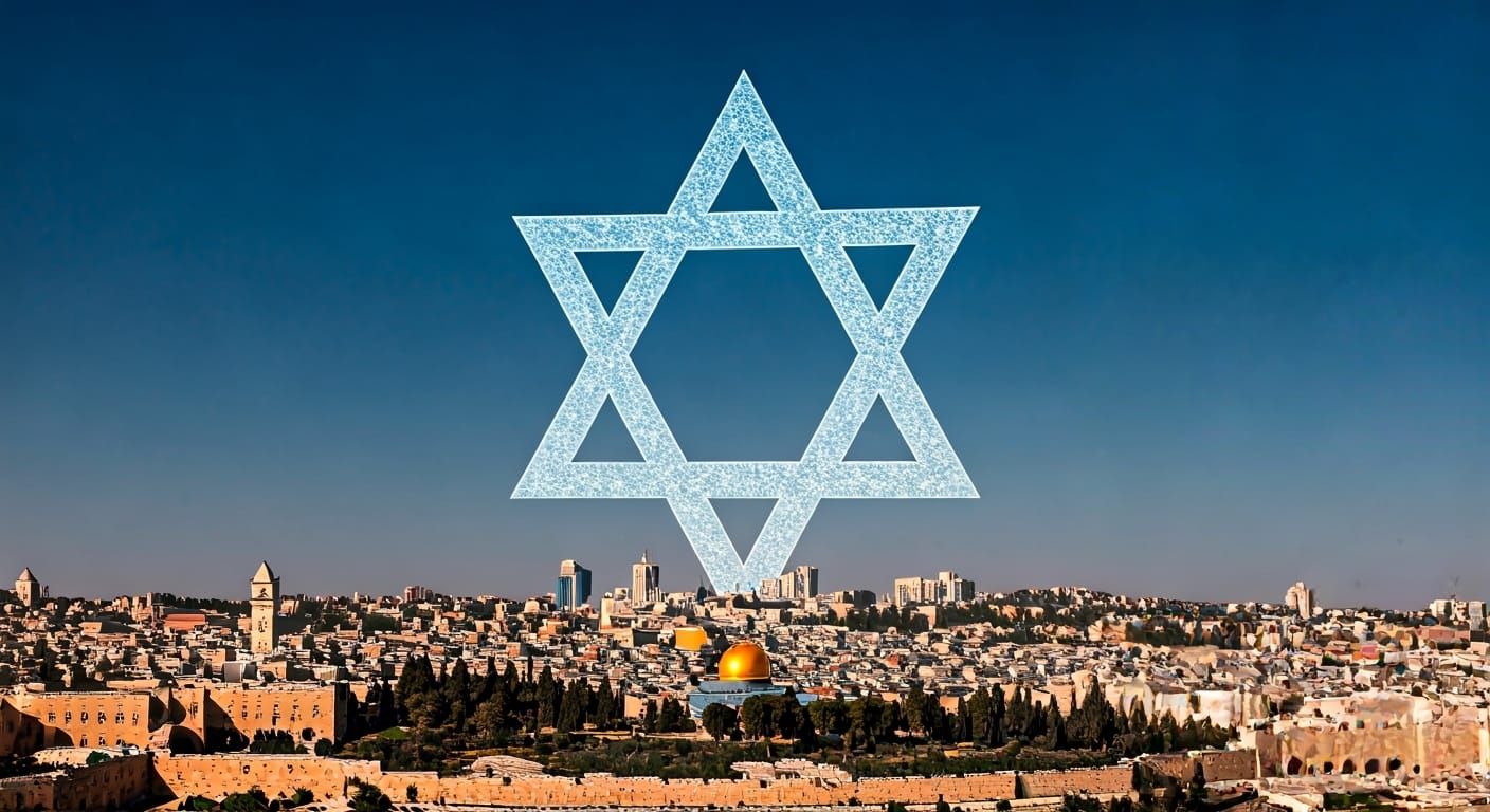 Star of David Over Jerusalem: Surreal Dreamscape