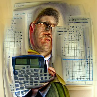 Accountant Portrait with Calculator and Graph