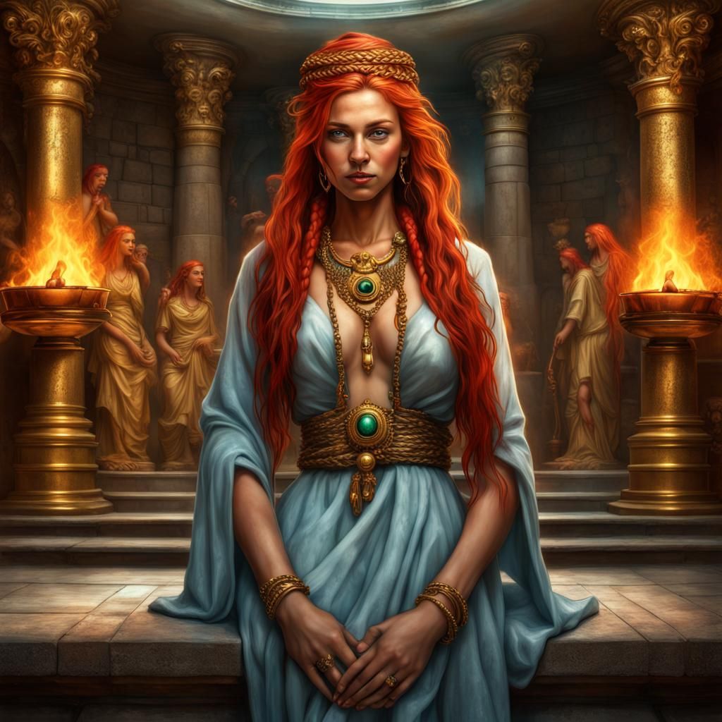 Happy Woman in Secret Society Ritual Room