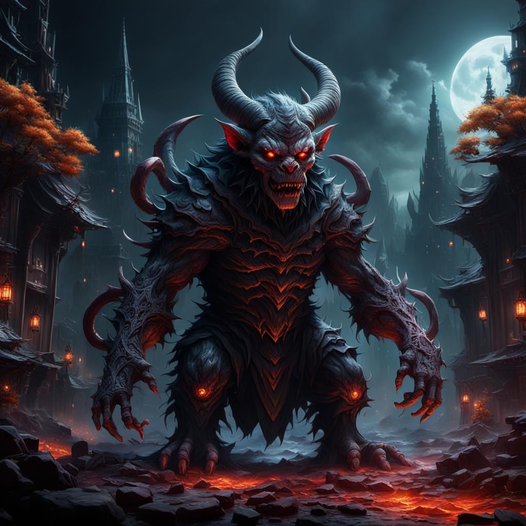 Demonic Mogwai in Detailed Matte Painting Style