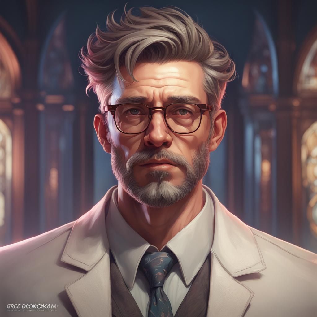 Detailed Portrait of a Man with Glasses