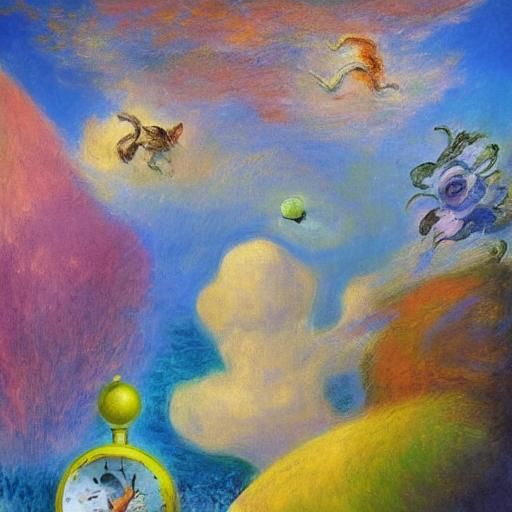 Cats Play Petanque in Impressionist Surreal Dreamscape