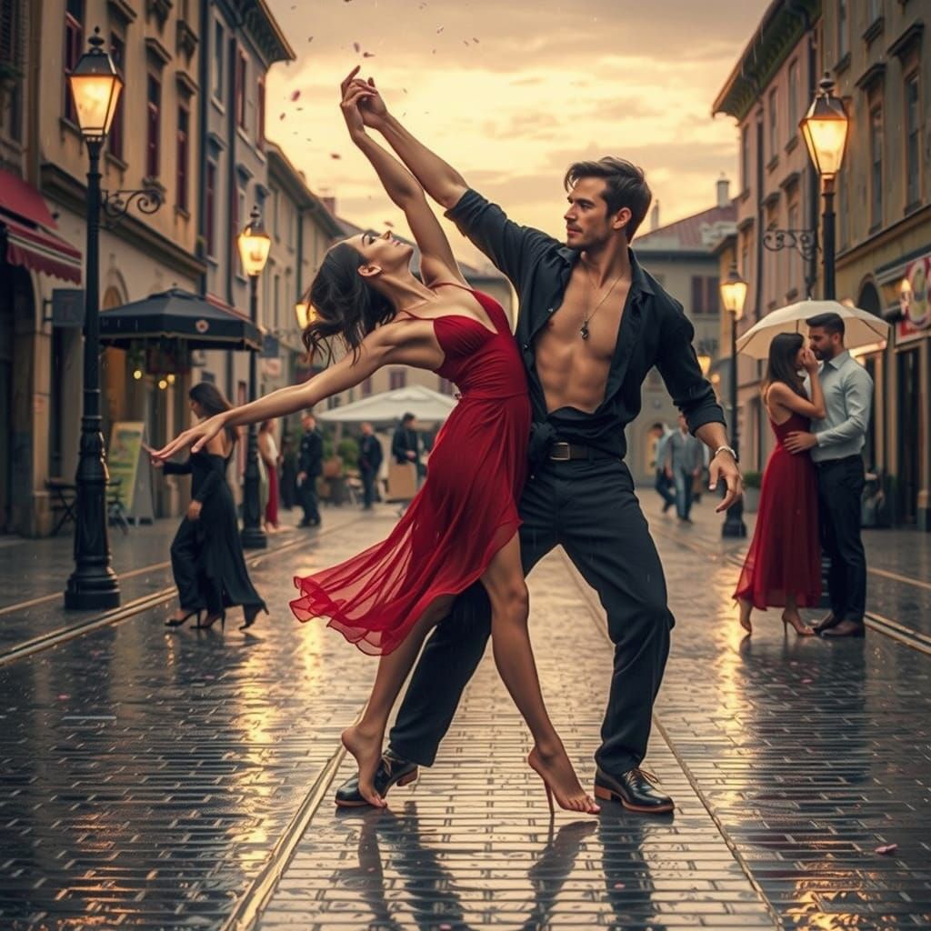 Romantic European Dance in Art Nouveau Style