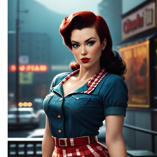 Glamorous Cinematic Pin-Up Girl
