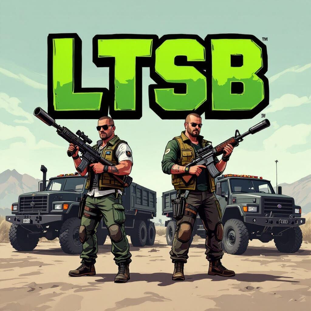 GTA5 Crew Logo with Characters and Military Trucks