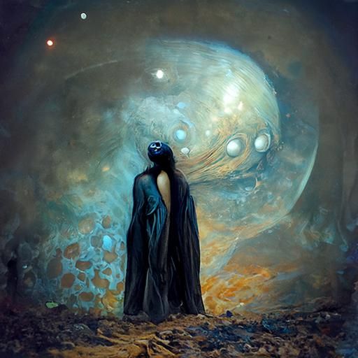 Psychedelic Desert: Girl in Black Cloak