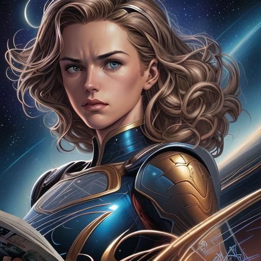 Ethereal Winged Women in a Cosmic Landscape