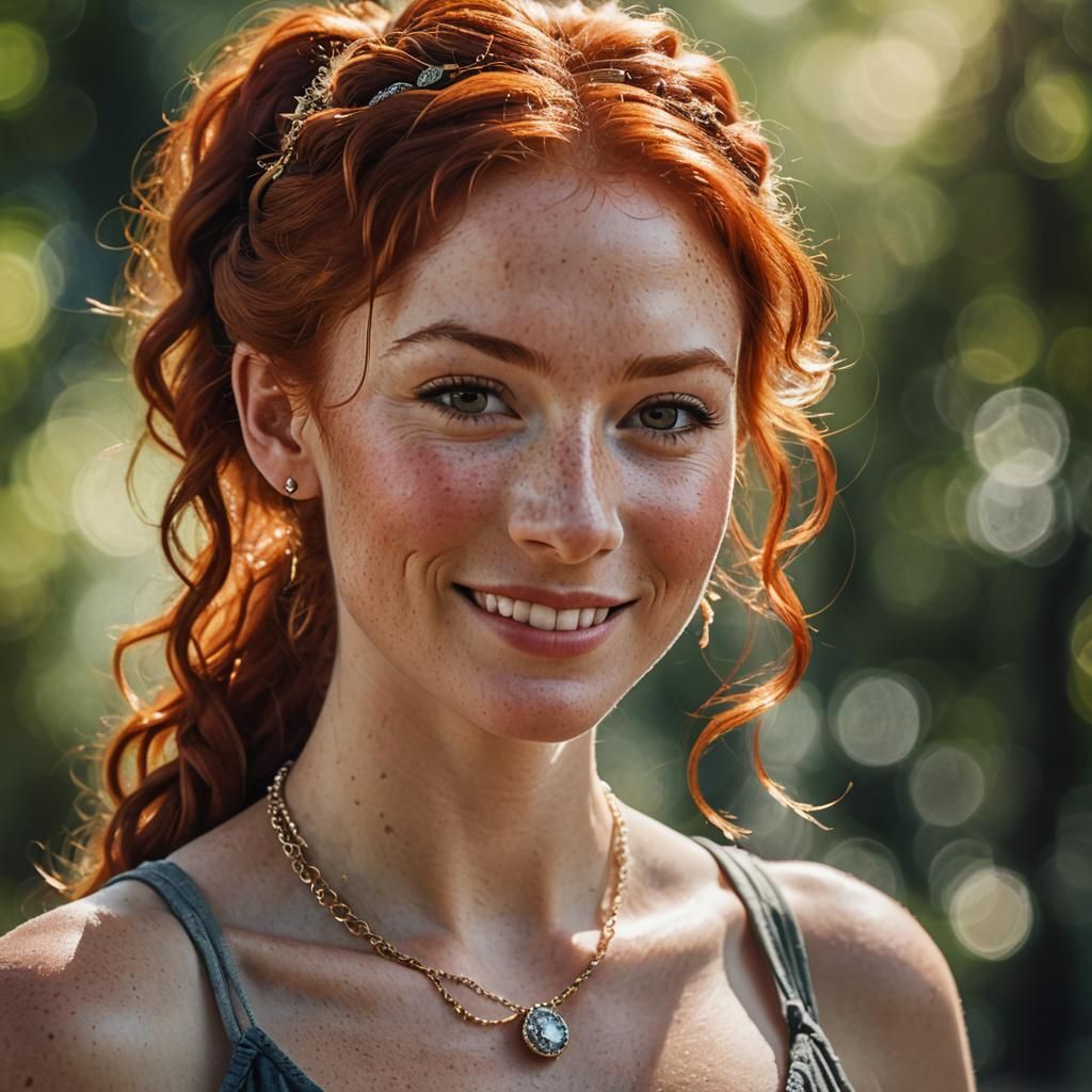Smiling Redhead Portrait with Bokeh Effect