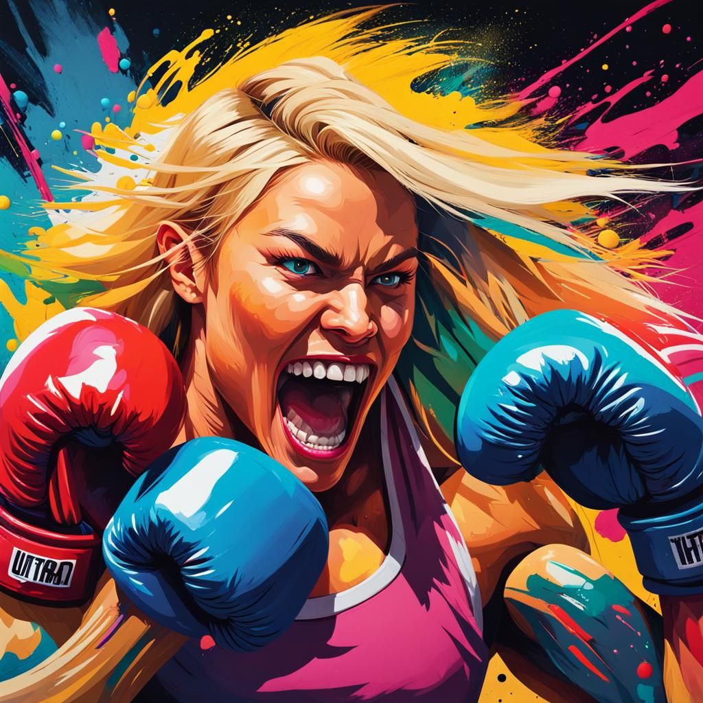 Splash Art of Female Boxer