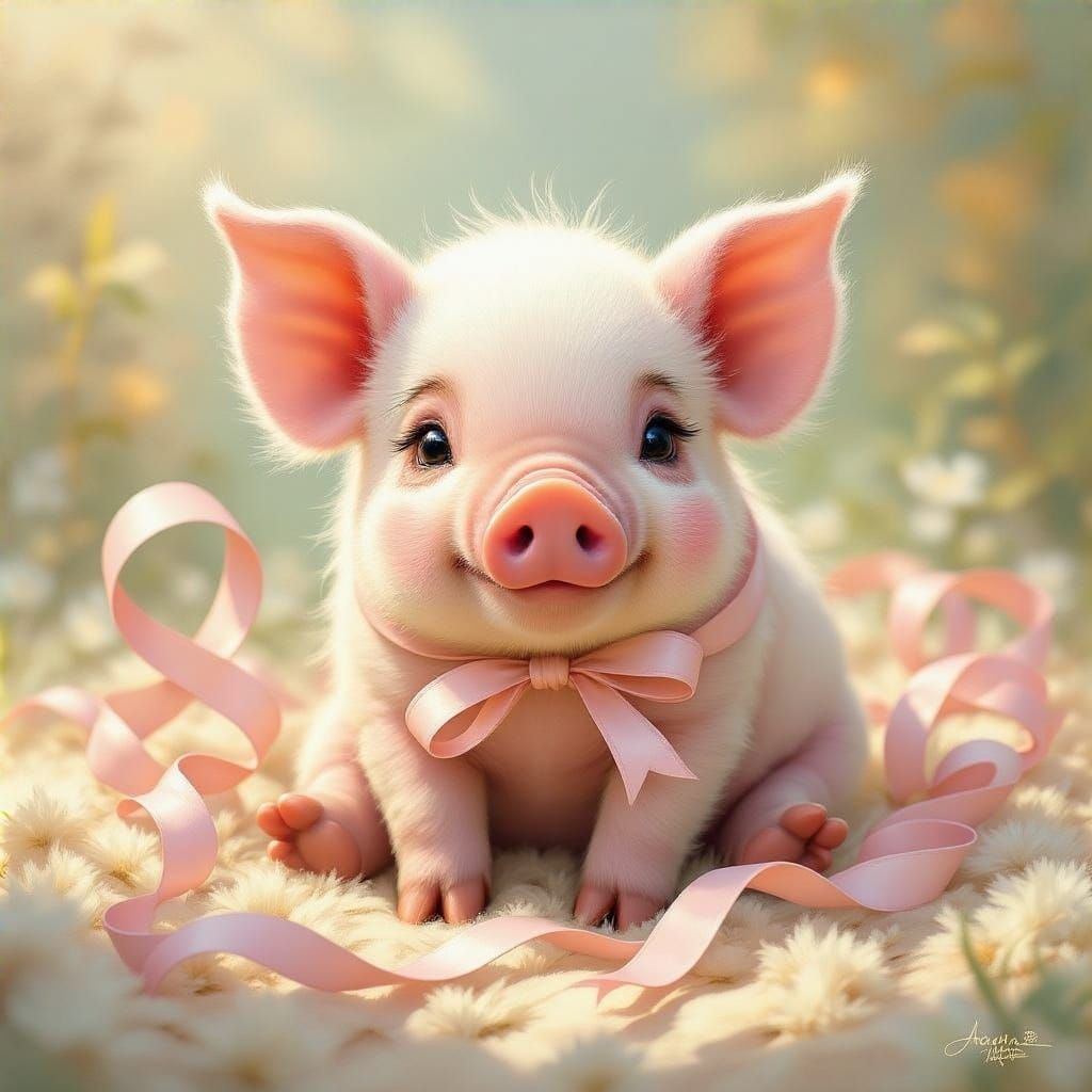 Whimsical Piglet in Pastel Paradise