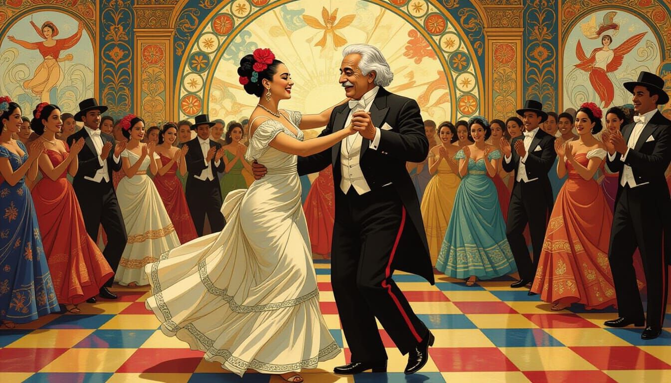 Einstein and Frida Dance Bachata, Mucha Style