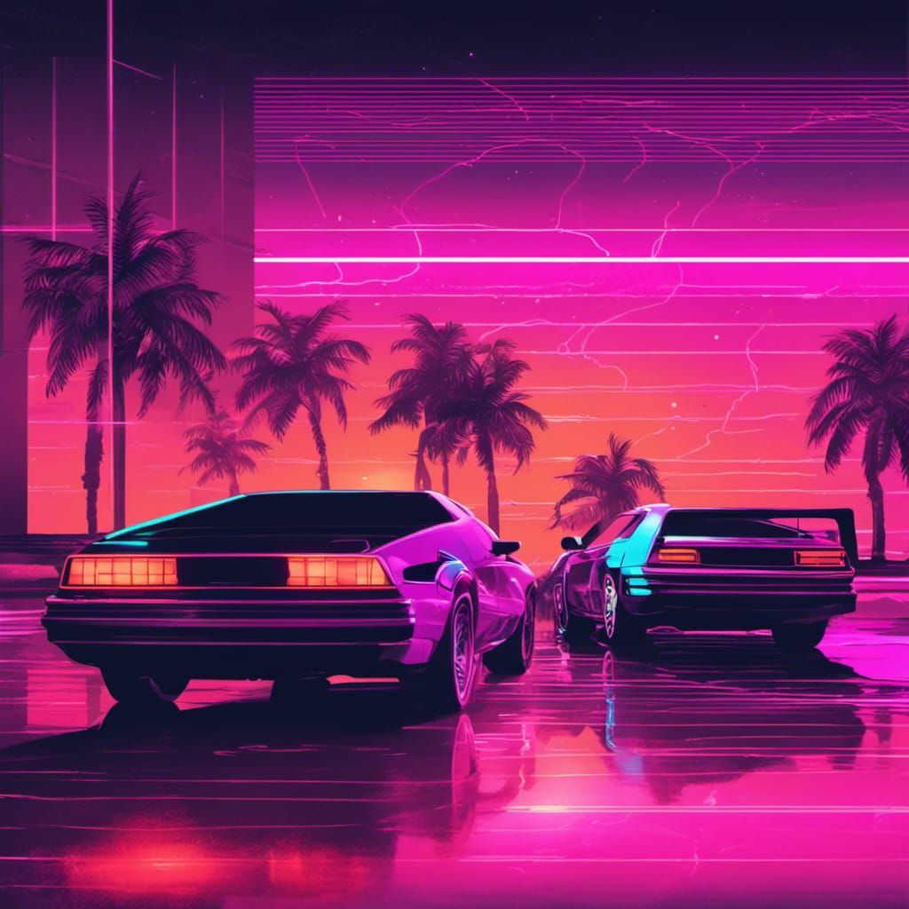 Synthwave Neon Dreamscape in Retro Style