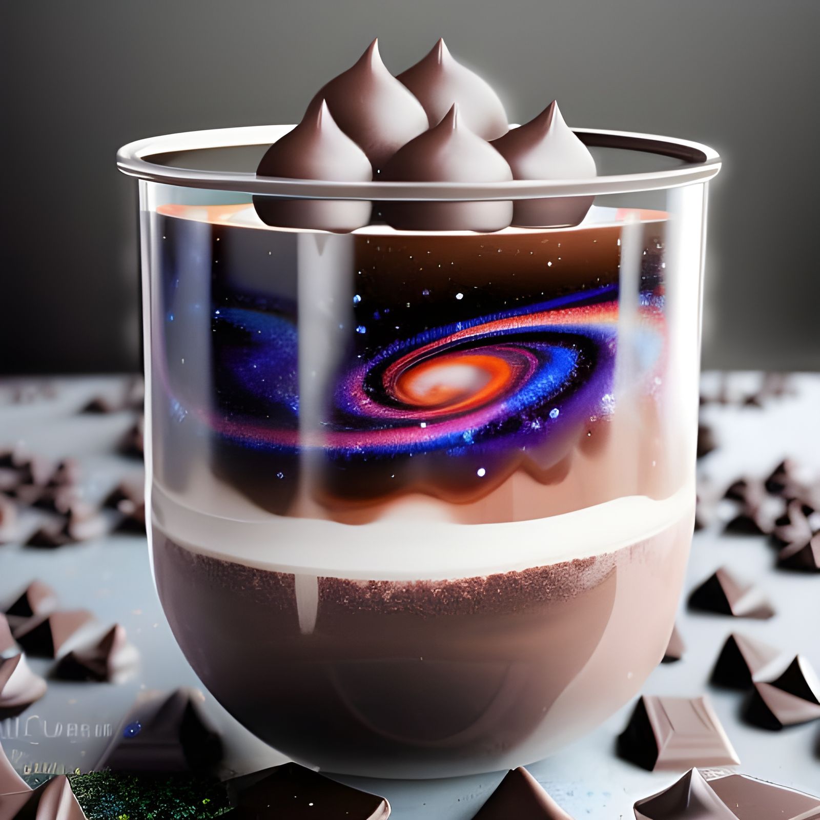 Galaxy Chocolate Pudding in Glass, Glittering Vortex