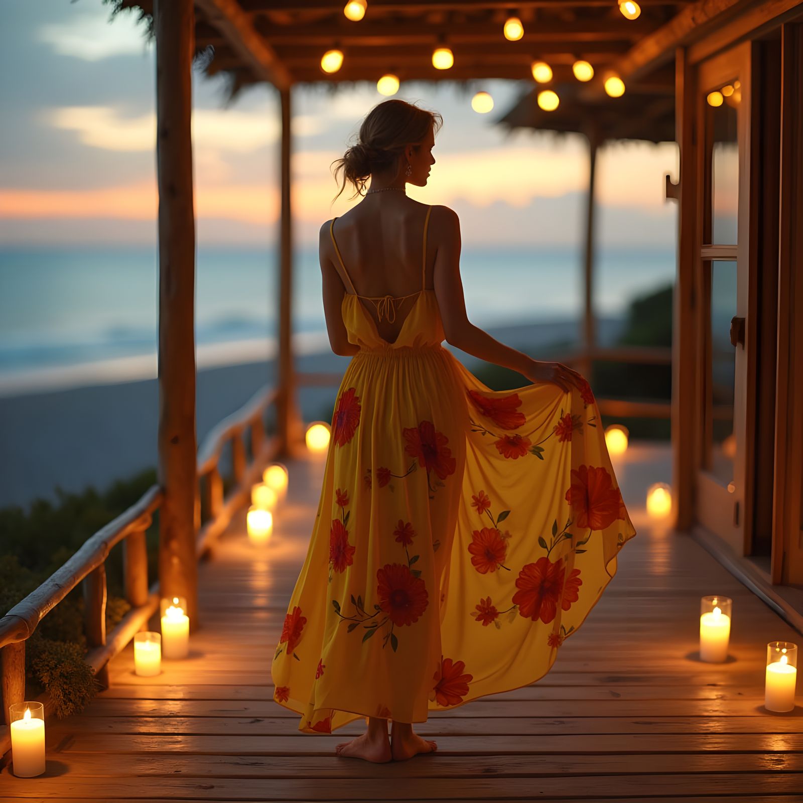 1990s Starlet on Beach Veranda in Classical Style