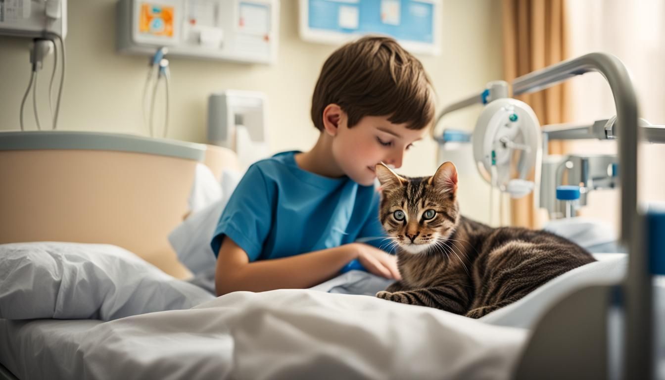 Cat Comforts Child in Hospital: Professional Photography