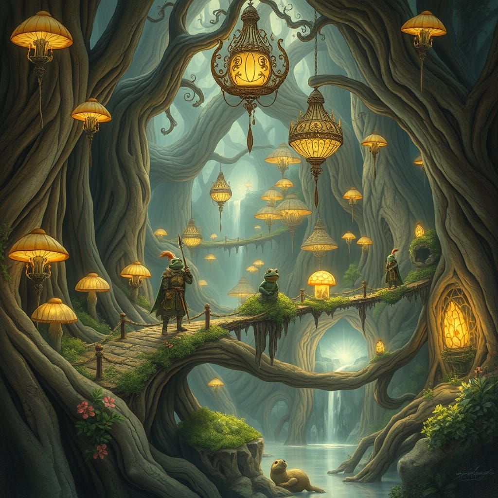 Enchanted Elven City Rooted in Ancient Trees