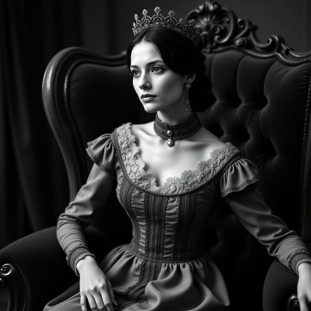 Regal Woman in Victorian-Era Splendor