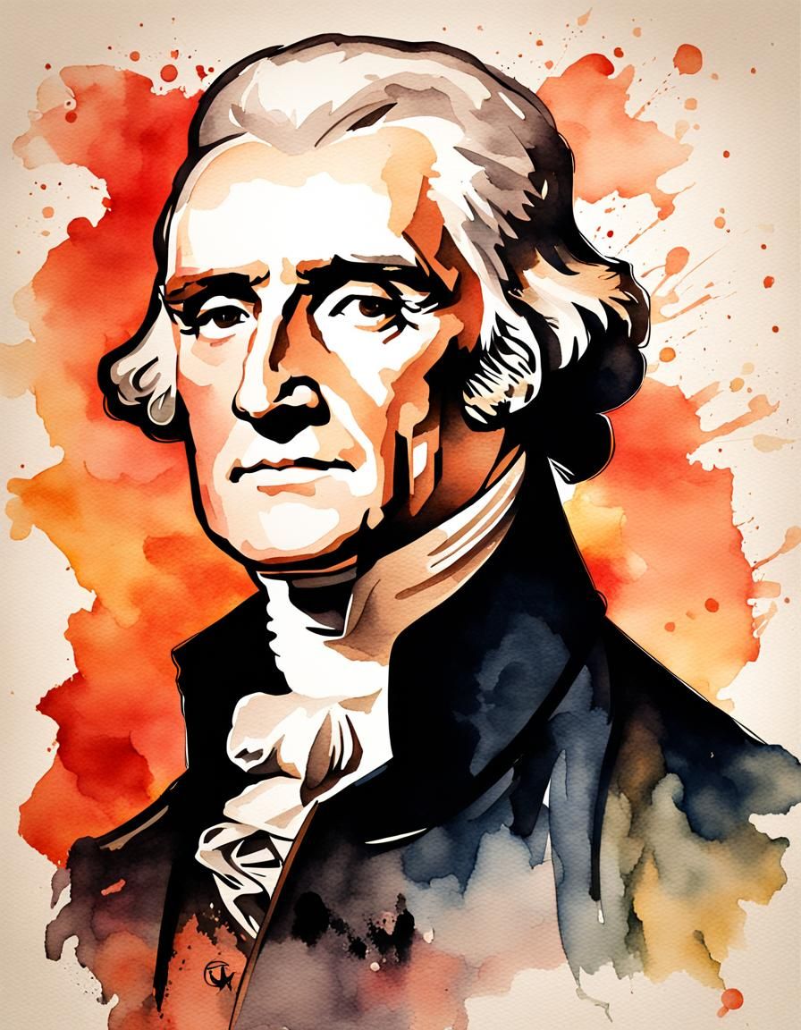Thomas Jefferson Portrait in Regal Art Deco Style
